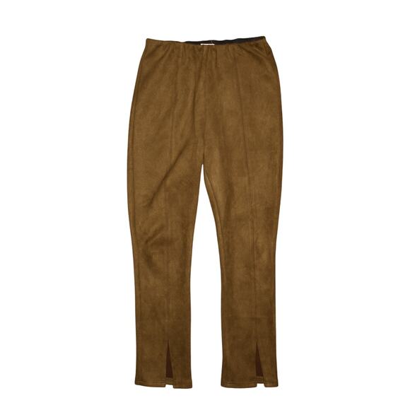 AVEC LES‎ FILLES $78 Olive Green Faux Suede Slit Ankle Leggings Elastic Waist PS - Picture 1 of 3
